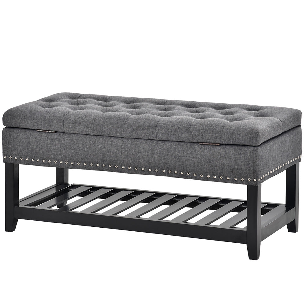 Upholstered Storage Bench with Shelf