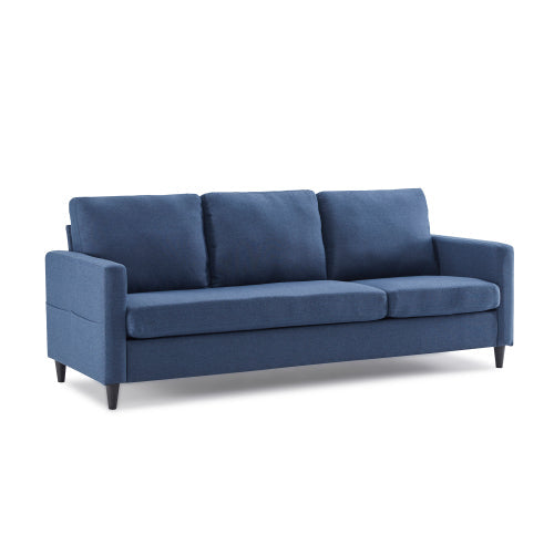 L-Shape 3-Seater Couch Reversible Sectional Sofa, Blue