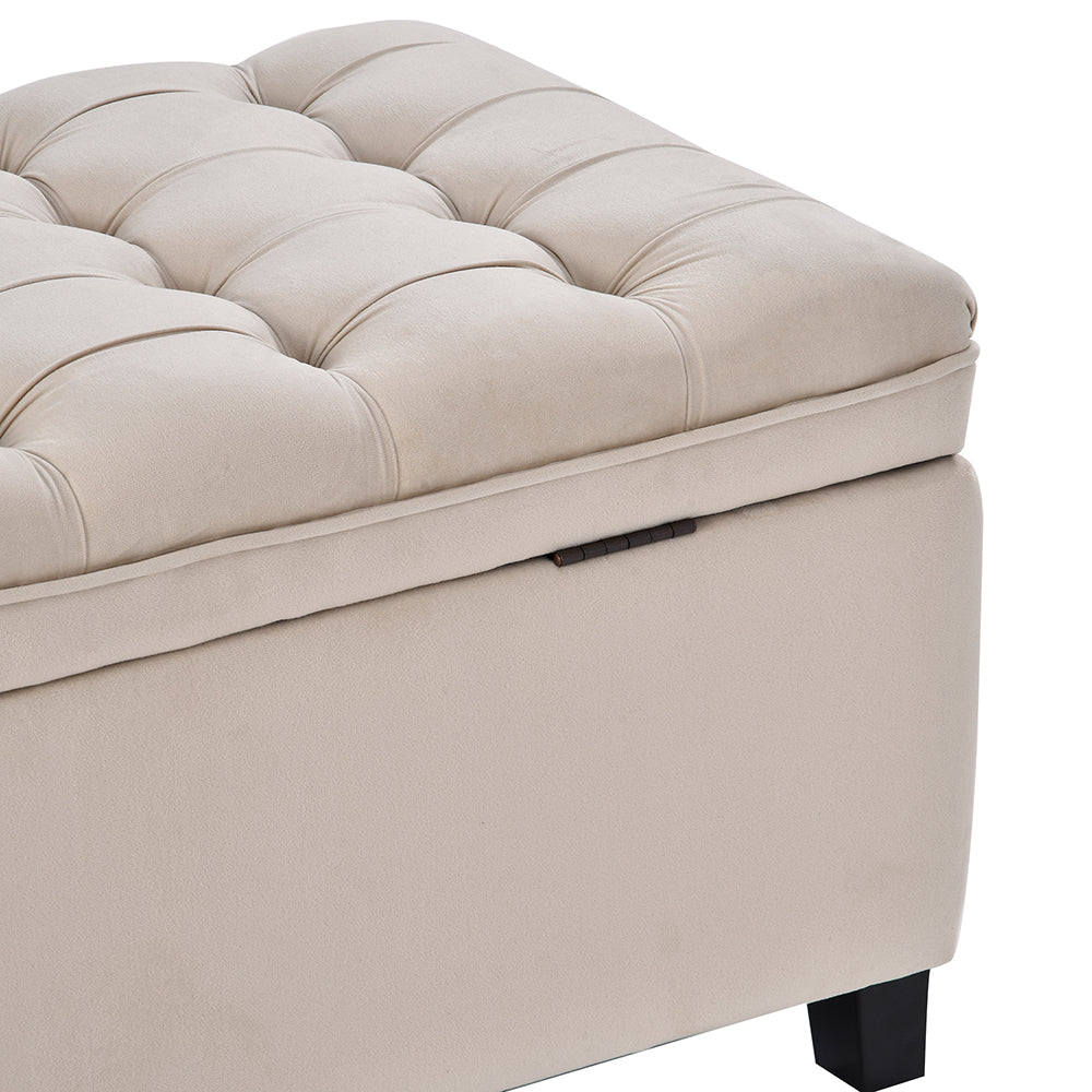 Upholstered Storage Bench with Button Tufted Flip Top