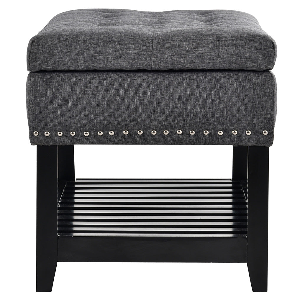 Upholstered Storage Bench with Shelf