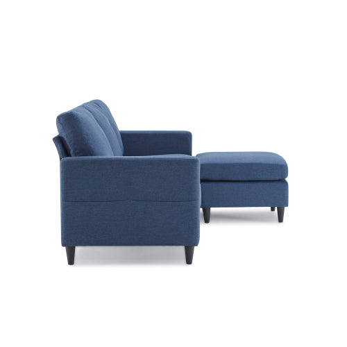 L-Shape 3-Seater Couch Reversible Sectional Sofa, Blue