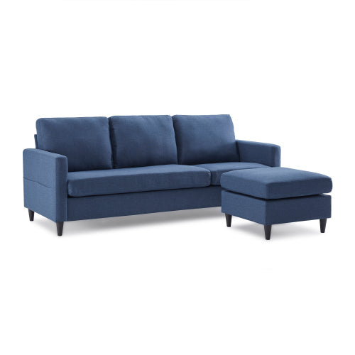 L-Shape 3-Seater Couch Reversible Sectional Sofa, Blue