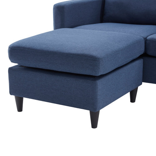 L-Shape 3-Seater Couch Reversible Sectional Sofa, Blue