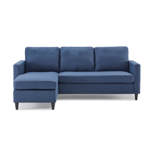 L-Shape 3-Seater Couch Reversible Sectional Sofa, Blue