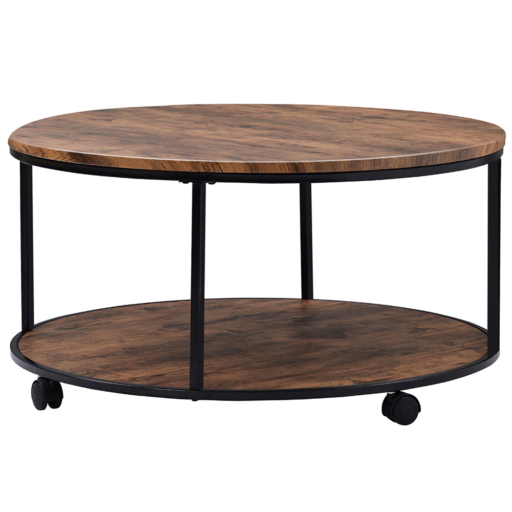 Round Coffee Table with Caster Wheels