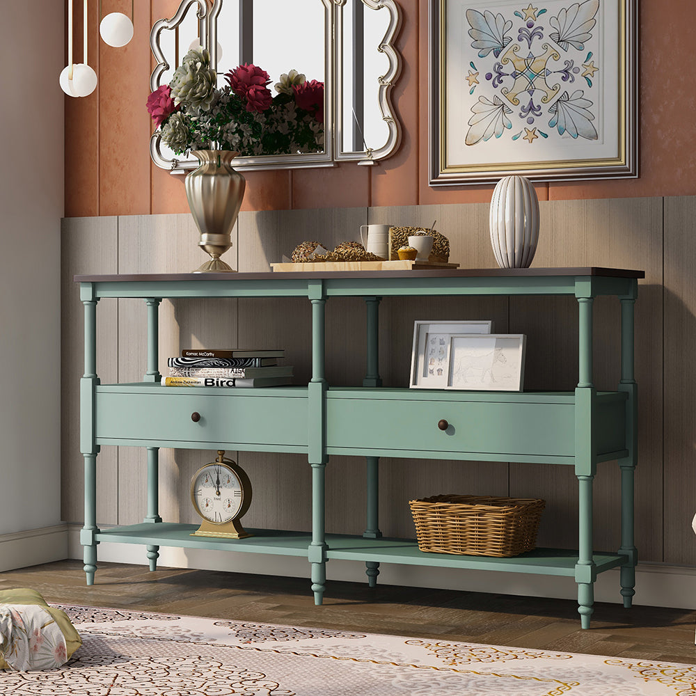 Console Table with Drawers and Shelves 