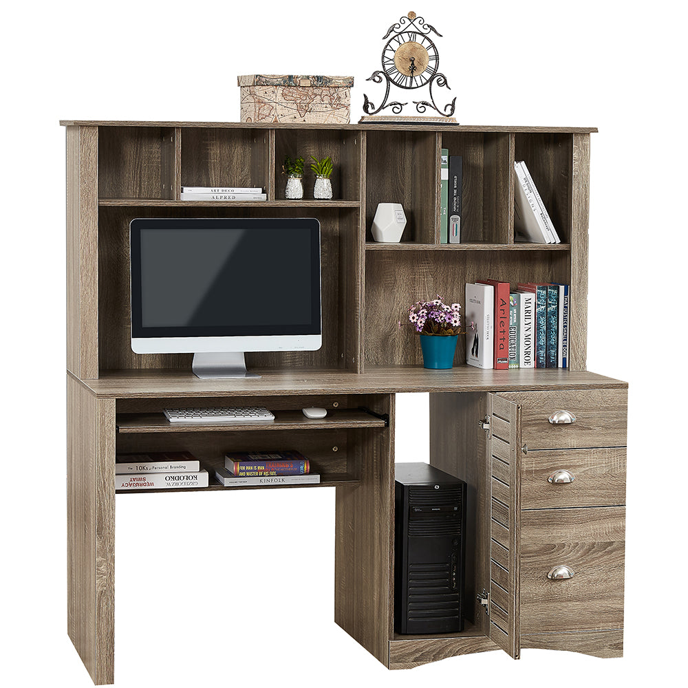 Office Desk with Hutch and Shelves and Drawers