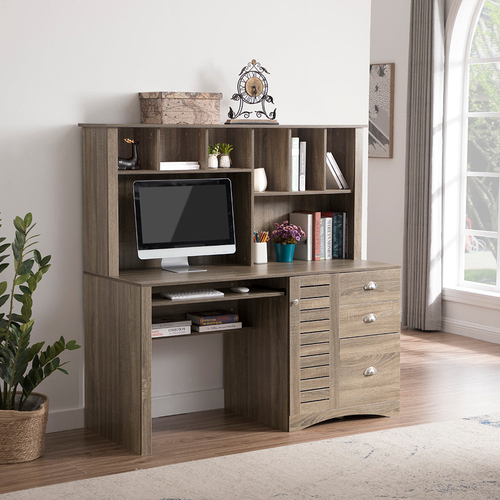 Office Desk with Hutch and Shelves and Drawers