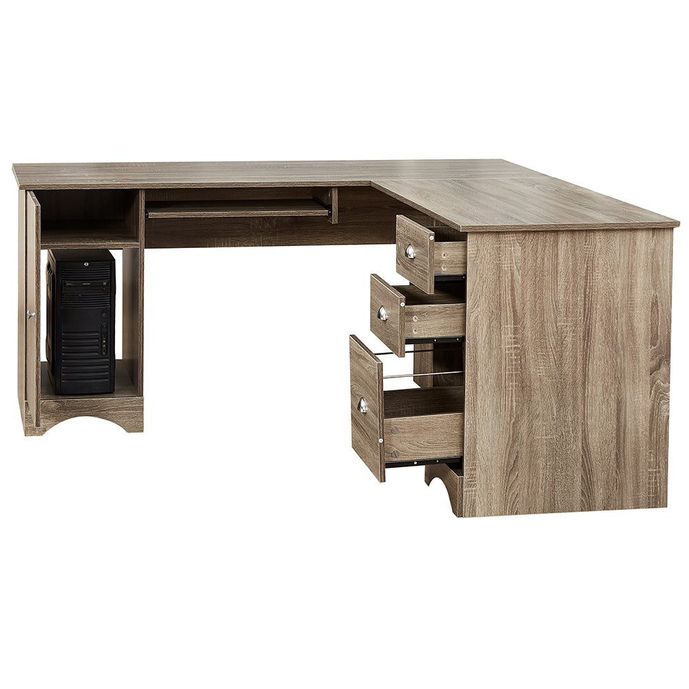 L-shaped Office Desk with Storage and Shelf