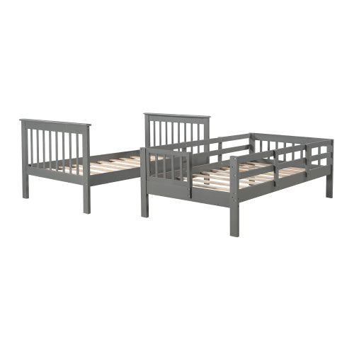 Stairway Twin-Over-Bunk Bed with Storage, Gray