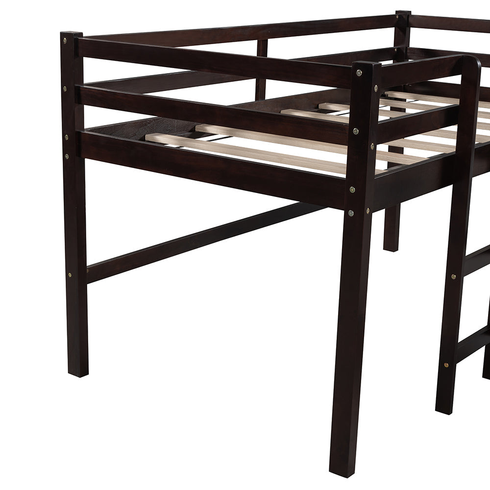 Twin Size L-Shaped Loft Bed with Slide