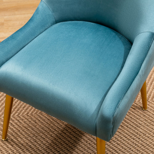 Modern Velvet Wide Club Side Chair, Teal