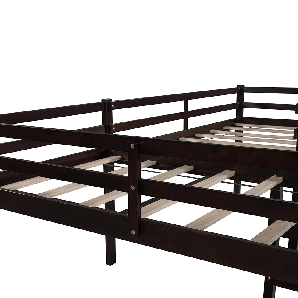 Twin Size L-Shaped Loft Bed with Slide