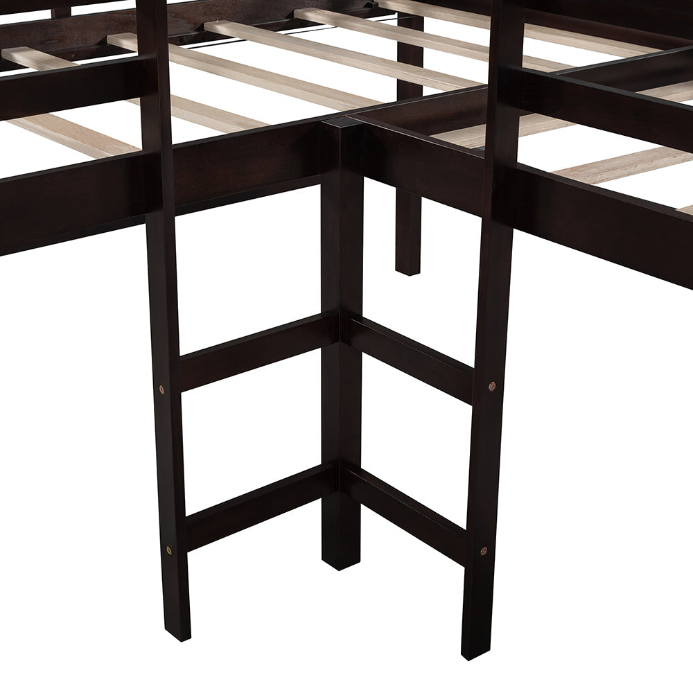 Twin Size L-Shaped Loft Bed with Slide