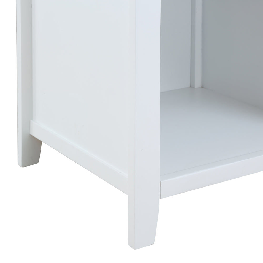 Solid Wood Nightstand Bedside Table with Drawer, White