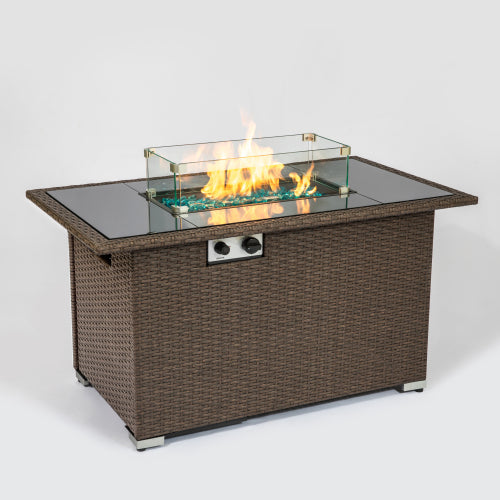 44 inch Fire pit Table Rectangle 50,000 BTU, Brown