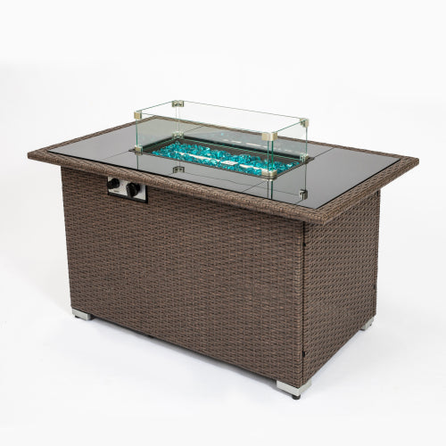 44 inch Fire pit Table Rectangle 50,000 BTU, Brown