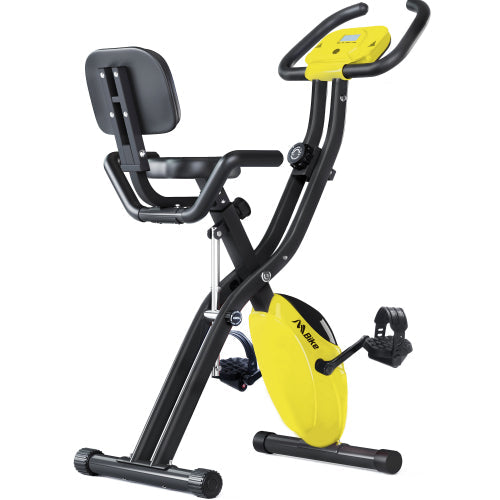 Folding Exercise X-Bike with 10-Level Adjustable Resistance, Yellow