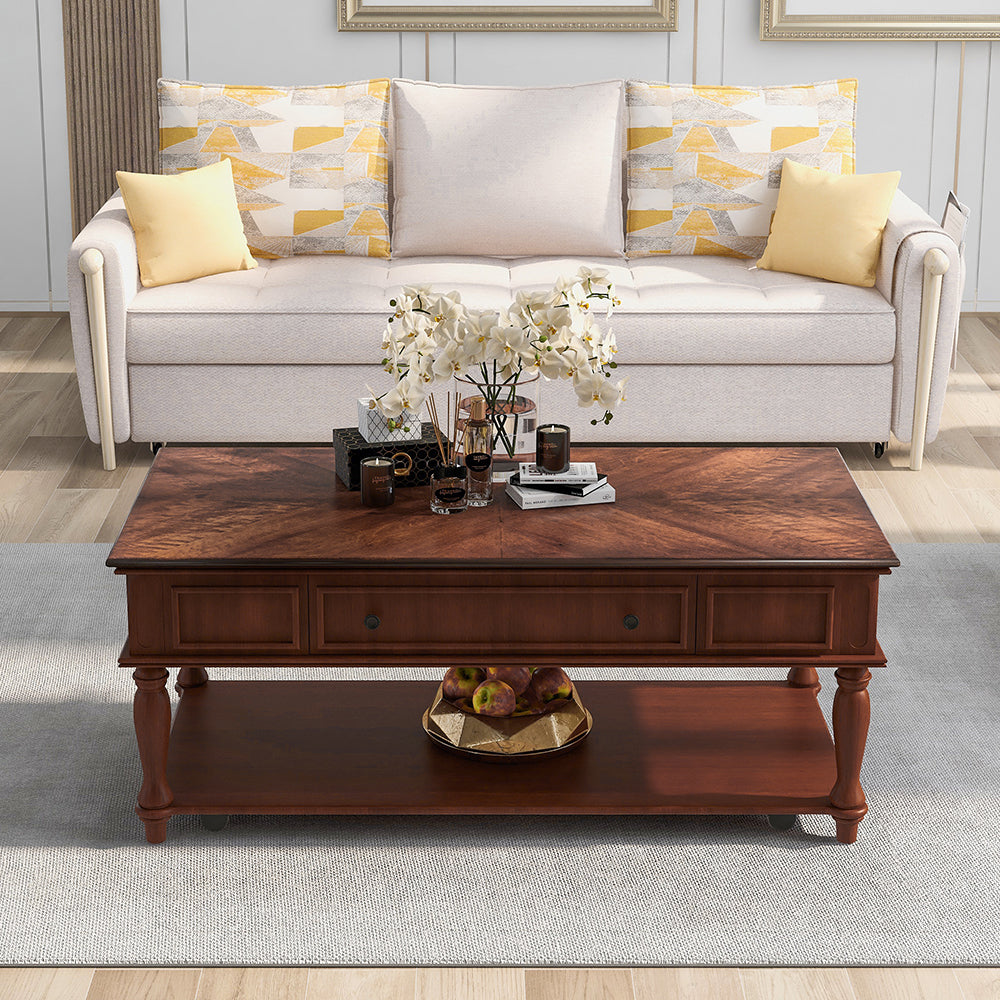 Retro Coffee Table with Drawer and Shelf