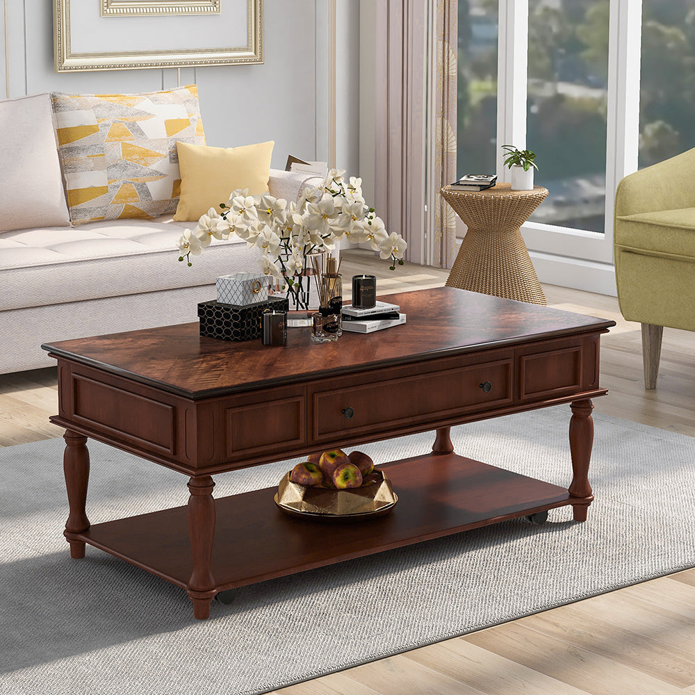 Retro Coffee Table with Drawer and Shelf