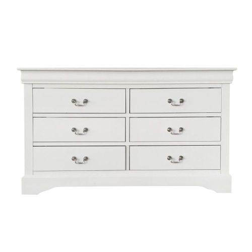 58 inch Dresser Cabinets with 6 Drawer, White