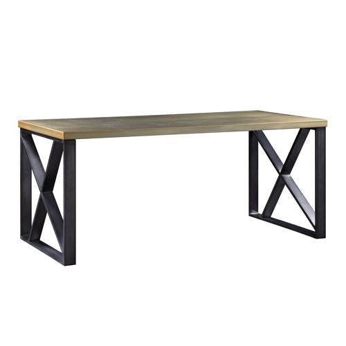 Metal X Shape Writing Desk, Gold Aluminum