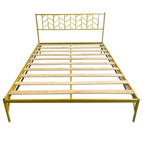 Vintage Look Queen Metal Bed Frame, Yellow