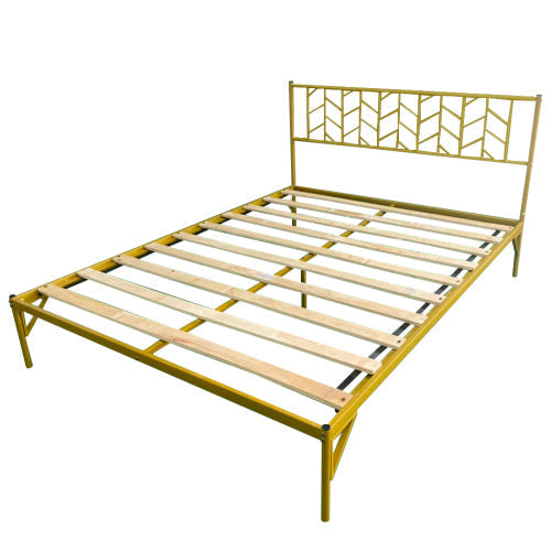 Vintage Look Queen Metal Bed Frame, Yellow