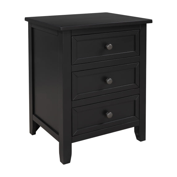 3-Drawer End table Storage Wood Cabinet, Black Pine