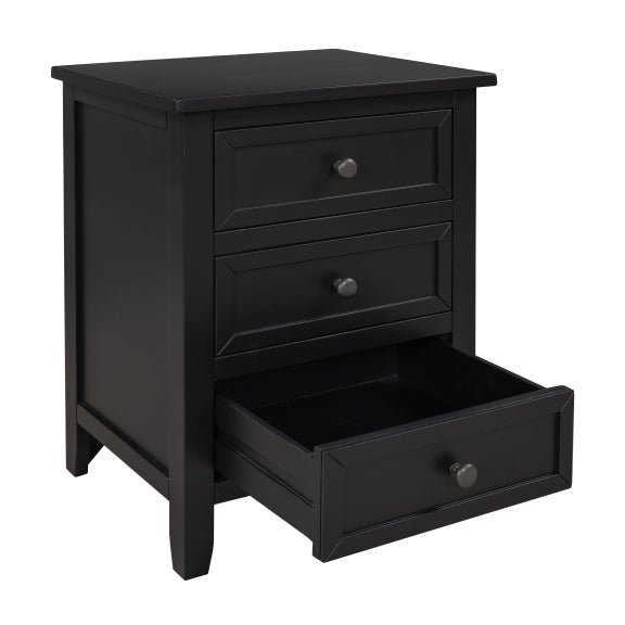 3-Drawer End table Storage Wood Cabinet, Black Pine