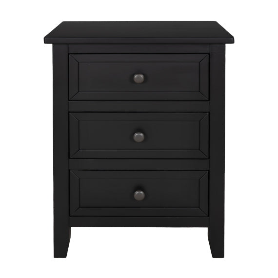 3-Drawer End table Storage Wood Cabinet, Black Pine