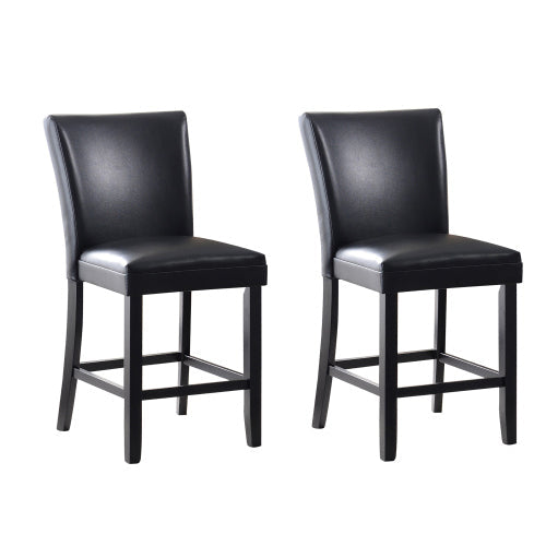 Breathable PU Leather Middle Bar Chair (Set of 2), Black