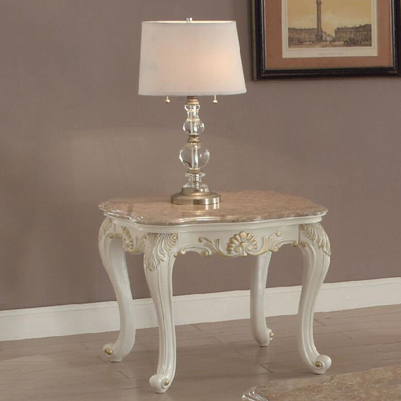 End Table in Marble & Pearl