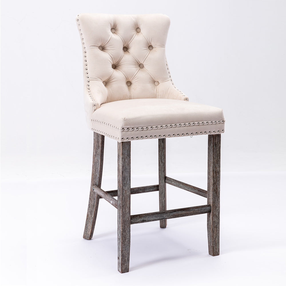 Velvet Upholstered Barstools Dining Chairs