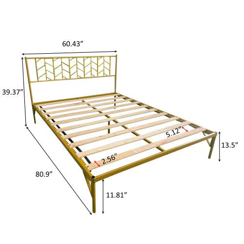 Vintage Look Queen Metal Bed Frame, Yellow