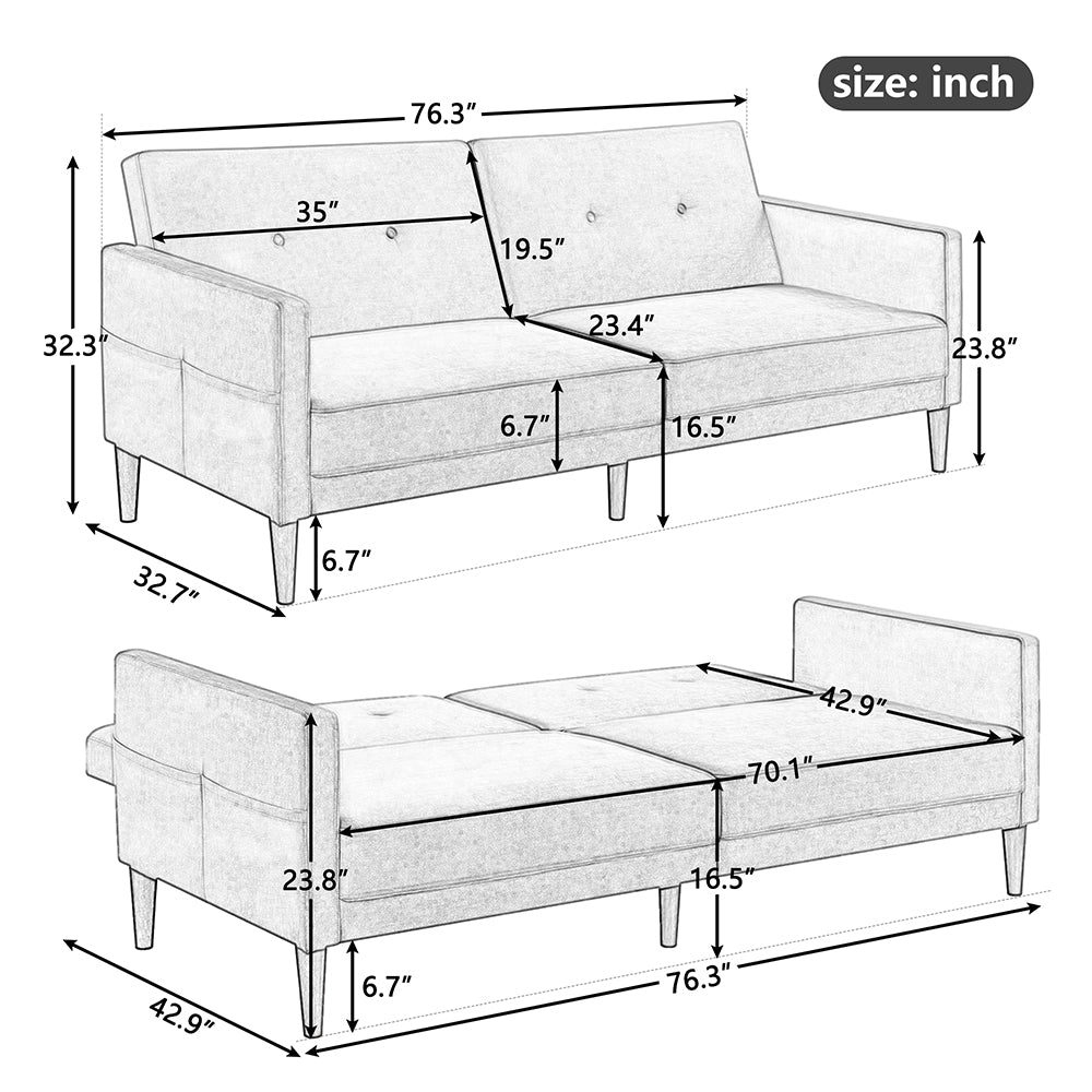 Convertible Folding Futon Sofa Bed