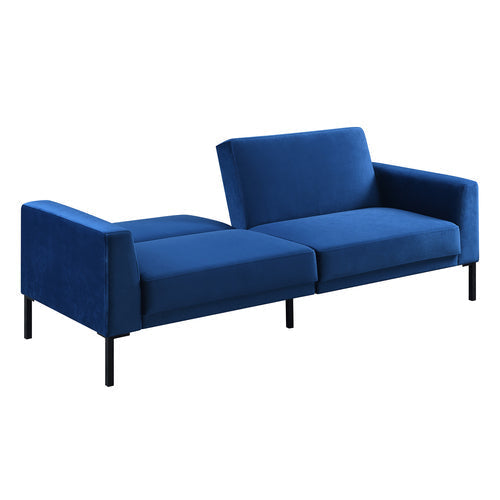 Velvet Upholstered Convertible Folding Futon Sofa Bed