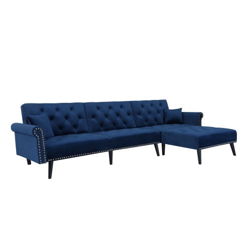 Convertible Sofa Bed Velvet Sleeper, Navy Blue