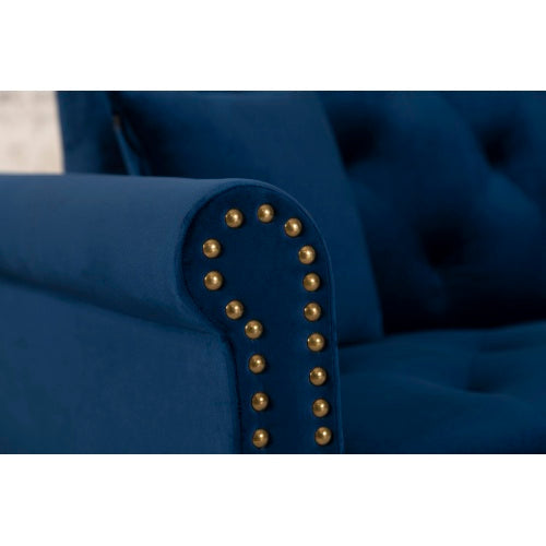 Convertible Sofa Bed Velvet Sleeper, Navy Blue