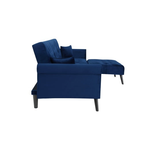 Convertible Sofa Bed Velvet Sleeper, Navy Blue