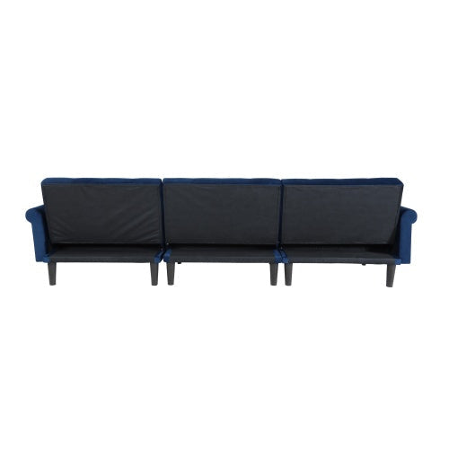 Convertible Sofa Bed Velvet Sleeper, Navy Blue