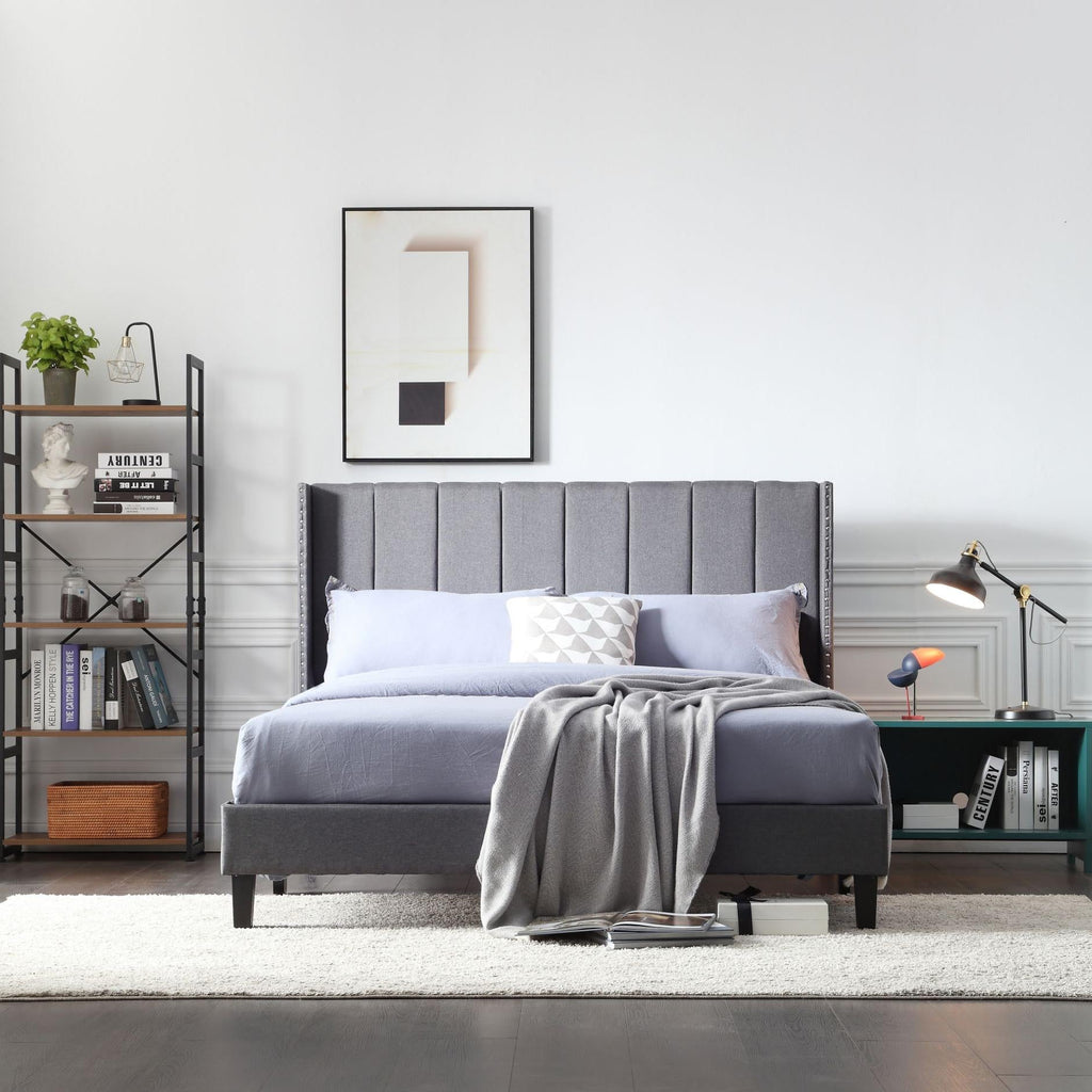 Queen Size Platform Beds Frame with Headboard