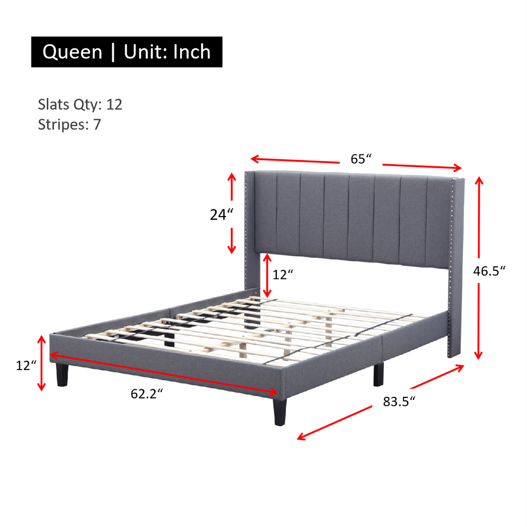 Queen Size Platform Beds Frame with Headboard