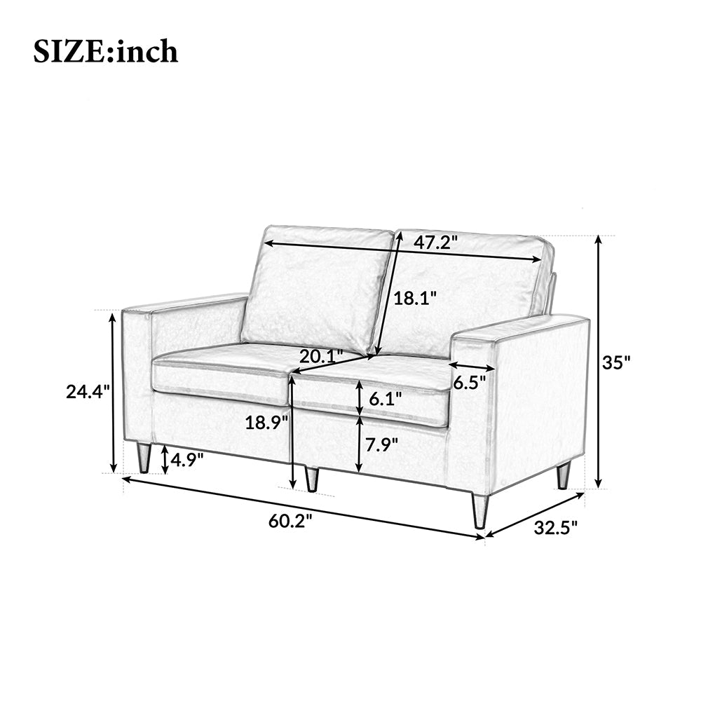 Loveseat PU Leather Upholstered Couch