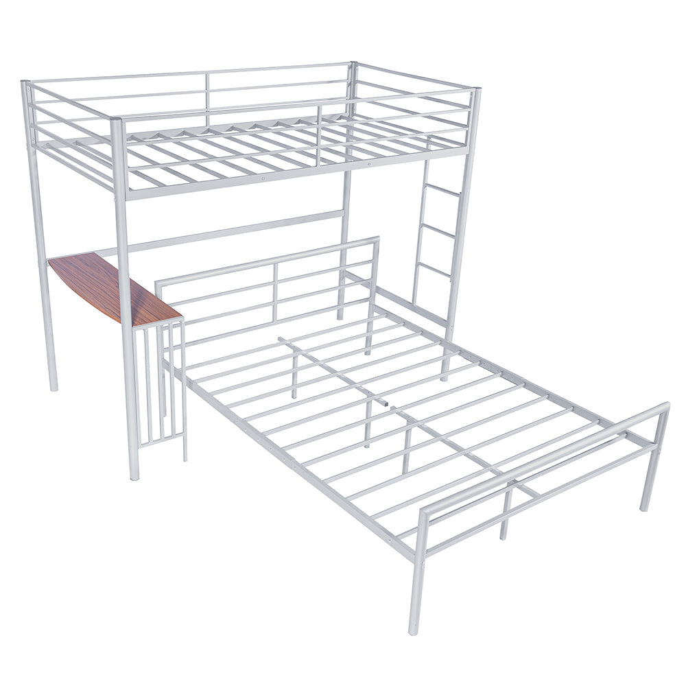 Twin Over Full Metal Bunk Bed with Desk