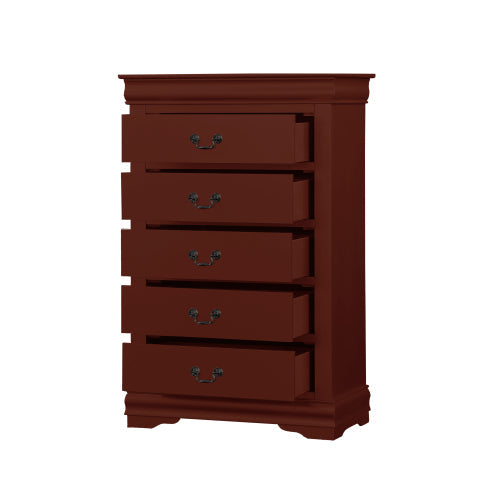 Traditional 5 Drawer Chest Storage Cabinets, Cherry