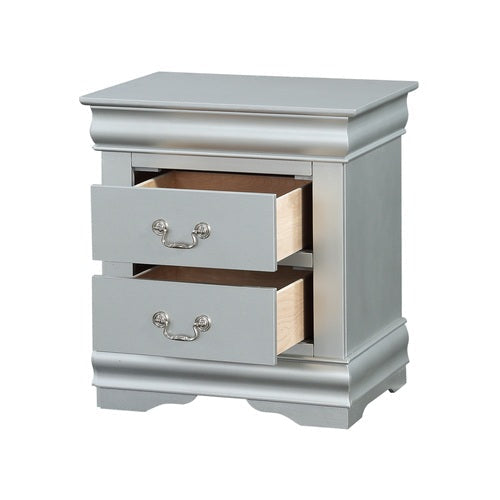 Solid Wood Nightstand End Table, Platinum