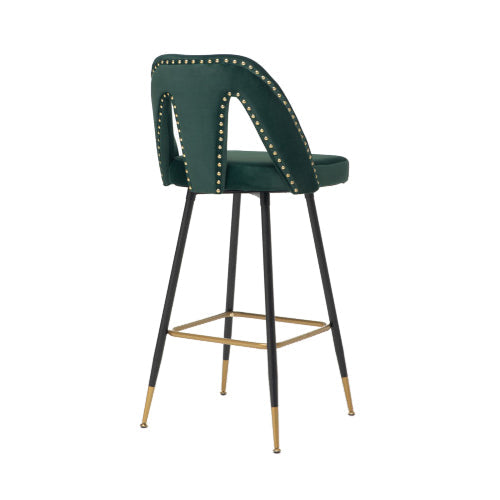 Modern Velvet Chairs Upholstered Counter Stools Set of 2, Green