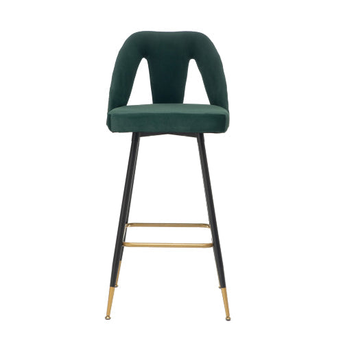 Modern Velvet Chairs Upholstered Counter Stools Set of 2, Green