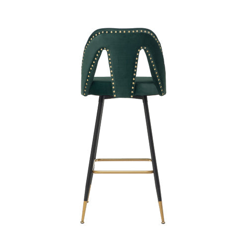 Modern Velvet Chairs Upholstered Counter Stools Set of 2, Green